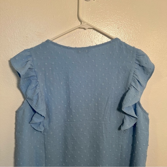 Counterparts Swiss Dot Blouse Light Blue Ruffle L - Picture 7 of 10